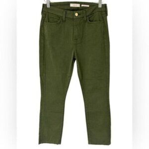 JEN 7 | Women's Olive Green Zipper Closure Crop Skinny Pants Size 4